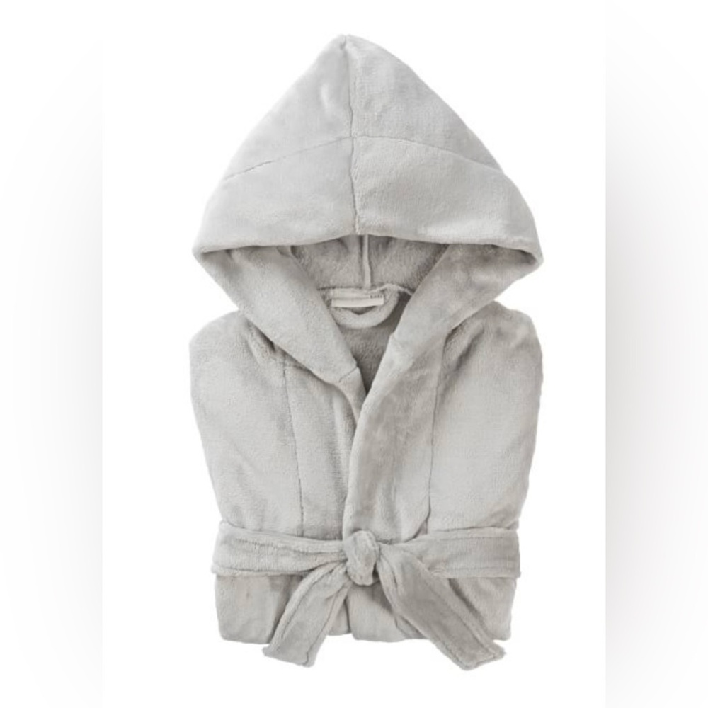Pottery Barn Kids Solid Plush Robe, Gray, Like NEW! - Picture 2 of 5